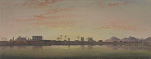 Pilones en Karnak, las montañas de Tebas en la distancia de Edward William Cooke